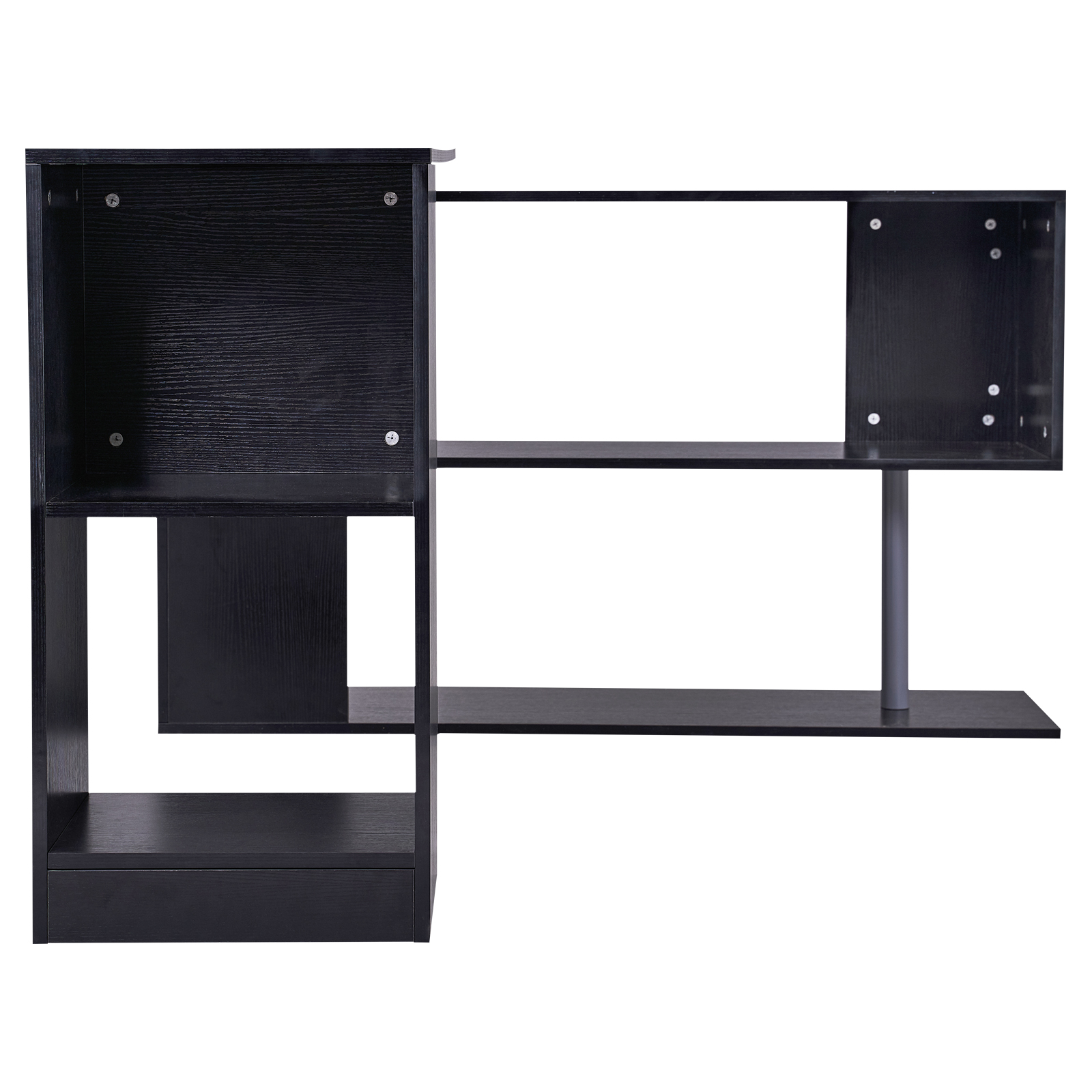 360° Rotating Corner Desk Storage Shelf Combo Workstation LShaped